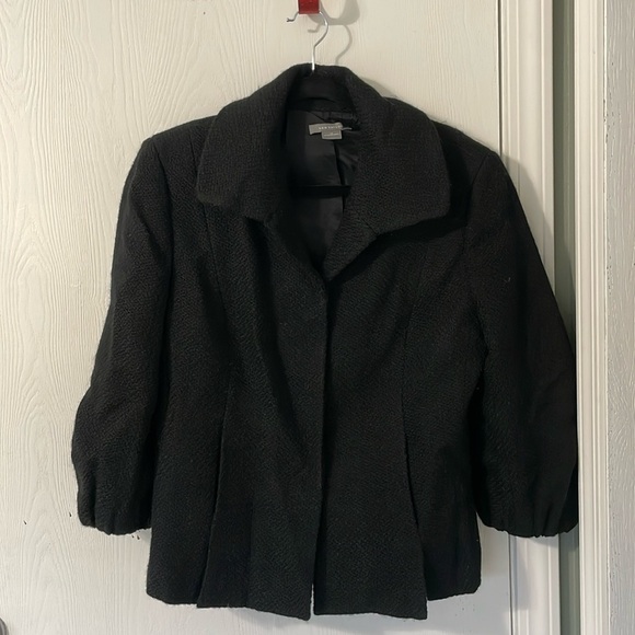 Ann Taylor 100% Wool Like New Black Blazer Jacket 3/4 Bishop Sleeves Size 12 - Picture 1 of 10